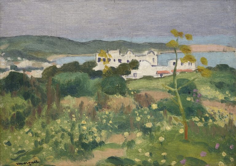 L’ARCHEVÊCHÉ, SIDI-BOU-SAÏD Peint au printemps 1923, Albert Marquet, Huile sur toile marouflée sur carton Signée en bas à gauche 16x22 cm