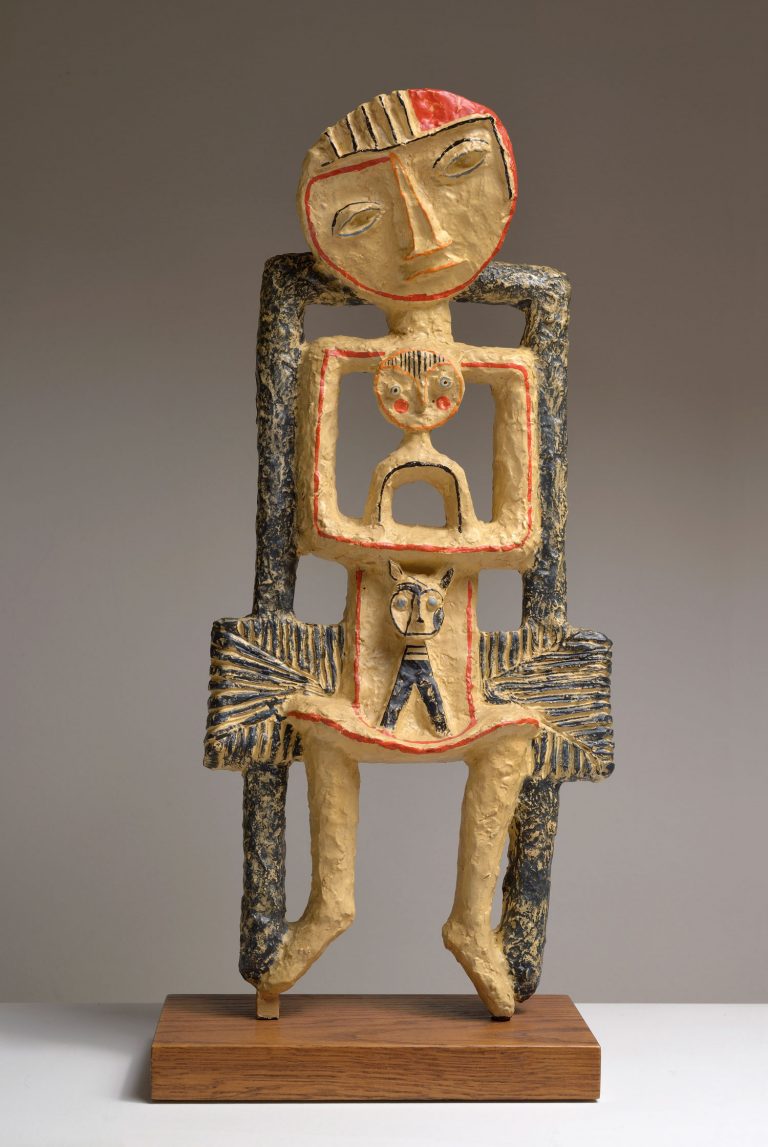 LE RÊVE DU CHAT 1937, Jean Lambert-Rucki, Bronze polychrome Signé au verso au milieu Fonte Clementi Tirage 1/8, 1960 (du vivant de l’artiste) H. 53 cm - L 24 cm Collection Privée, Paris Vente Binoche Paris, 29/10/1999