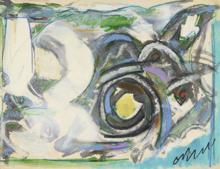 RE-NAISSANCE, Walter Firpo,  Technique mixte, huile, pastel et feutre sur papier marouflé sur toile Signée en bas à droite 24,2×31,8cm Collection privée, Paris