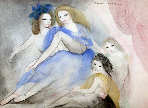 LES DANSEUSES, Marie Laurencin, Certificat de Daniel Marchesseau Aquarelle, signée en haut à droite 25 x 31 cm