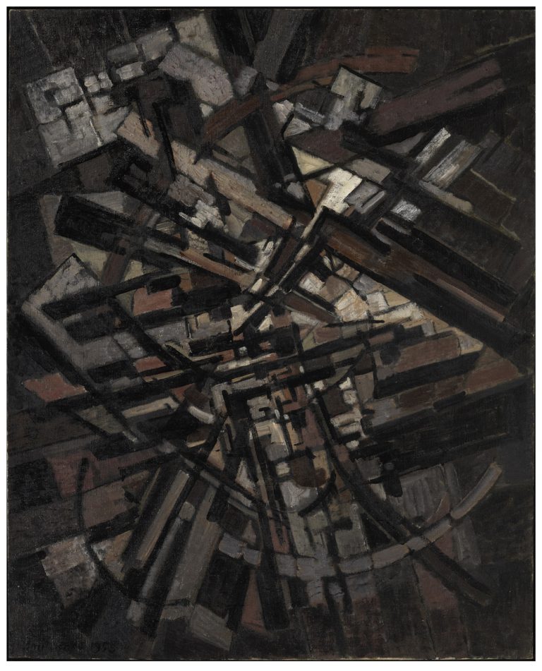 USINE, 1953, Pierre DMITRIENKO, Huile sur toile Signé et daté en vas à gauche « Dmitrienko 1953 100×81,5 CM