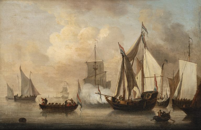 HENDRICK DE MEIJER (1620-1689 Rotterdam) Marine Huile sur toile 30 x 43 cm
