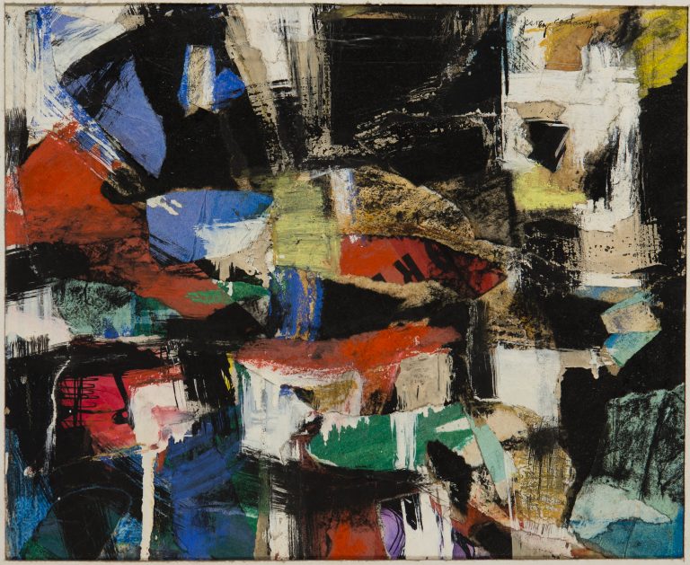 SANS-TITRE, 1959, Jorge Perez Castaño, Technique mixte et collage sur carton Signée et datée en haut à droite 30 x 37 cm