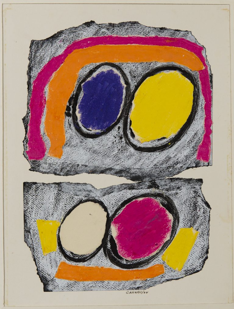 TECHNIQUE MIXTE ET COLLAGE SUR CARTON, 1964, Jorge Perez Castaño, Technique mixte et collage sur carton, 1964 Signée et datée en haut à droite Contresignée et datée au dos 36,9x26,7 cm