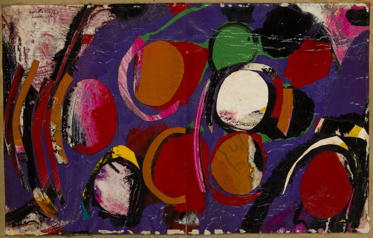 LANDSCAPE, 1965, Jorge Perez Castaño, Diptyque Technique mixte (collage de morceaux de toile sur toile) Signée, datée et titrée en haut à gauche 37,5 x 60 cm