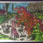 GENEVIÈVE ET LE DRAGON, 1988 , Robert Combas, Acrylique sur toile Signé en bas à droite et daté 88 Provenance : Atelier de l’Artiste Collection Privée, Paris