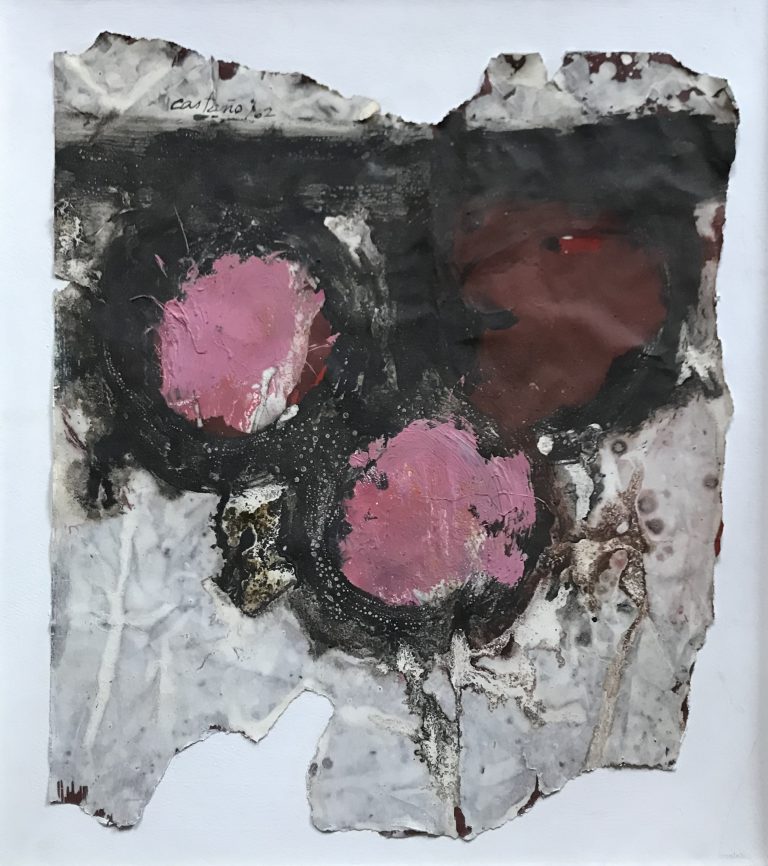COMPOSITION ABSTRAITE, 1962, Jorge Perez Castaño, Huile sur papier marouflée sur carton Signée en haut à gauche et datée 1962 47,4x41,3 cm