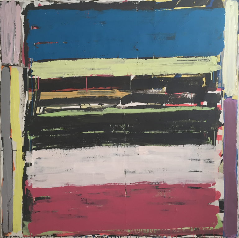 SANS TITRE, 2010, Pierre Célice, Acrylique et collages sur toile Signée et datée au dos 2010 130x130 cm Collection privée, Paris