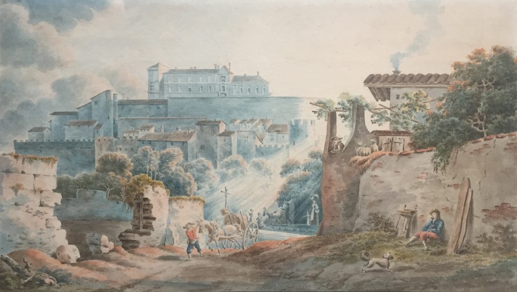 CHÂTEAU DE GRIGNAN EN PROVENCE, Louis Grenier, Aquarelle sur papier Signée et titrée en bas à gauche 30x46,2 cm