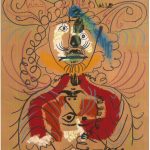 DOUBLE PORTRAIT DE MOUSQUETAIRE, Pablo Picasso, L’un au pastel, l’autre lithographié sur papier imitant le kraft du 5 mars 1969 (1er état) Signé en haut à gauche au crayon rouge, dédicacé « Pour mon ami Feld » daté du 3 novembre 1969 et resigné en bas à droite. 74,4 x 52 cm Certificat de Maya Picasso en date du 23 avril 2007 Provenance : Collection Charles Feld, fondateur des éditions du Cercle d’Art (1950 -1970), Offert par Picasso