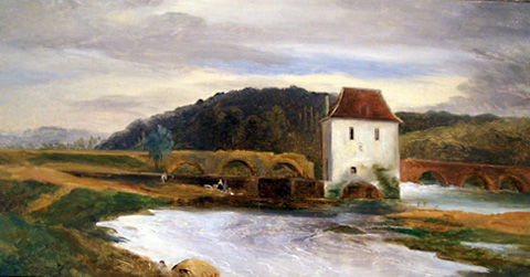 MOULIN DANS LE JURA, Théodore Rousseau, Peint en 1834 Huile sur toile 22 x 42 cm