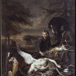 SCÈNE DE CHASSE ANIMÉE DANS UN PAYSAGE, Jan Weenix "Le Vieux",  Huile sur toile Signé et daté « 1700 » 183 x 143 cm