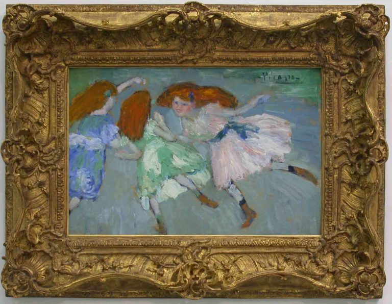 LES BLONDES CHEVELURES (LA RONDE DES FILLETTES), 1901, Pablo Picasso, Huile sur carton signée 39.5 x 58 cm ZERVOS, Pablo PICASSO volume XXI supplément aux années 1892-1902, Paris 1969, n°302 illustré p. 114