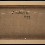 Pierre DMITRIENKO (1925-1974) Composition abstraite, 1953 Huile sur toile Signée et datée en bas au milieu et daté Constresignée et daté au dos 33 x 45 cm - Verso