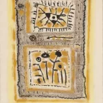 ROGER BISSIERE (1886-1964) Composition vers 1954 Huile, encre de chine, craie blanche sur papier Signé et dédicacé au milieu 54x38cm