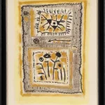 ROGER BISSIERE (1886-1964) Composition vers 1954 Huile, encre de chine, craie blanche sur papier Signé et dédicacé au milieu 54x38cm