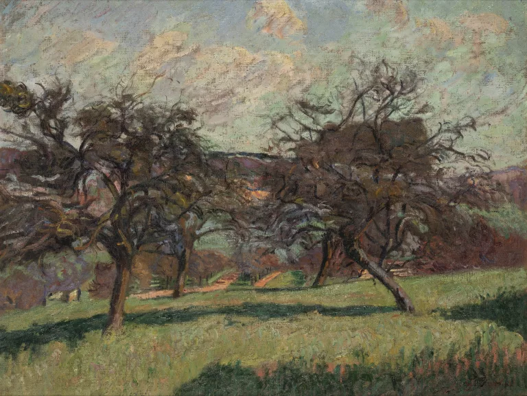 ARMAND GUILLAUMIN (1841 -1927) Paysage aux arbres en Ile de France, 1885 Huile sur toile, étiquettes au dos Signé en bas à droite 52x70cm